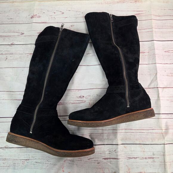 UGG Australia Size 9 GELLAR Black SUEDE WATER RESIST RIDING BOOT 1013196 - Picture 4 of 10